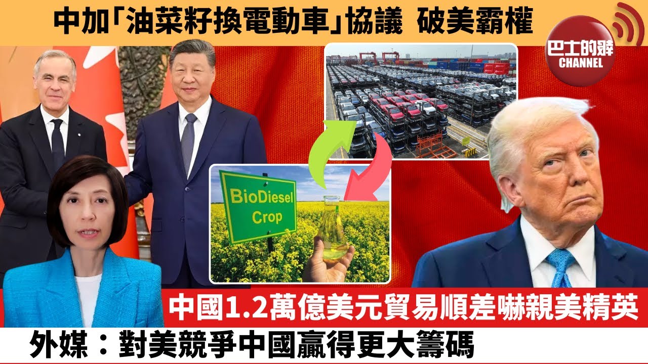 (附字幕) 李彤「外交短評」中加｢油菜籽換電動車｣協議，破美霸權。中國1.2萬億美元貿易順差嚇親美精英，外媒：對美競爭中國贏得更大籌碼。 26年1月17日