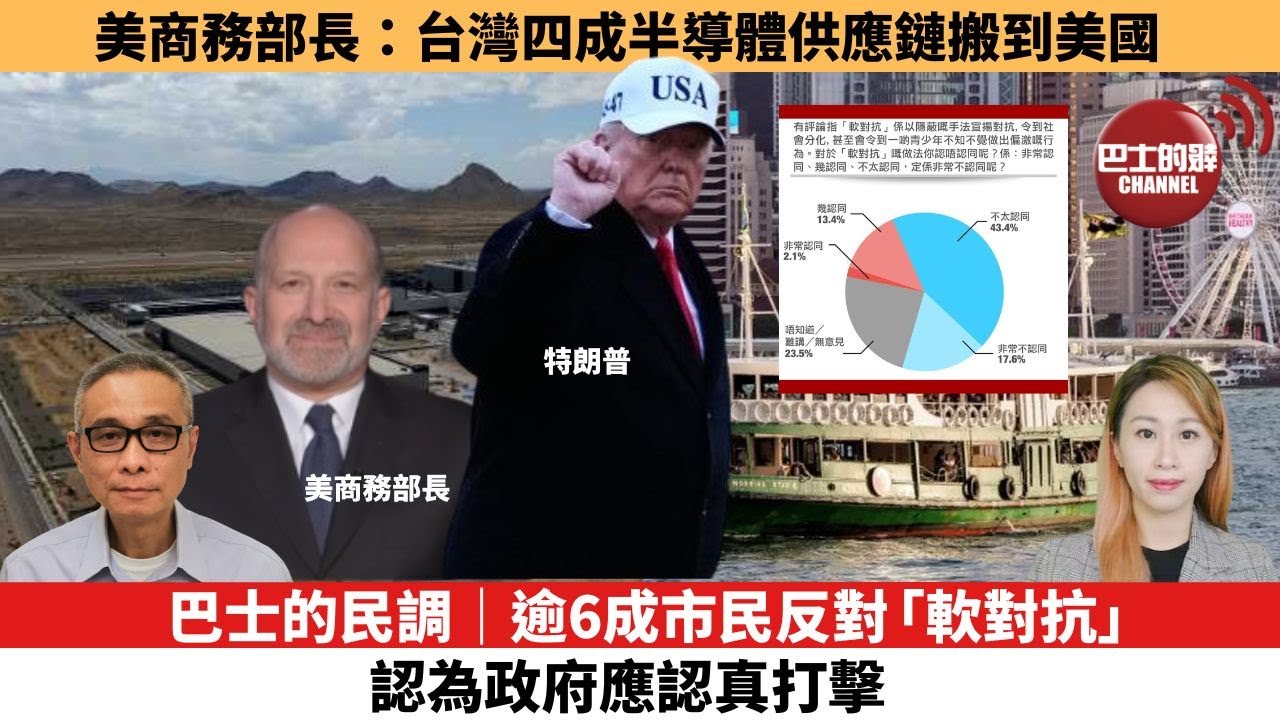 【每日焦點新聞 】巴士的民調｜逾6成市民反對「軟對抗」 認為政府應認真打擊。美商務部長：台灣四成半導體供應鏈搬到美國。26年01月16日